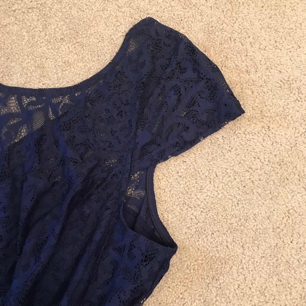 Maurices Navy Blue Lace Dress NEW Size XL 16 18 Fit Flare Party Wedding Formal - Picture 13 of 15